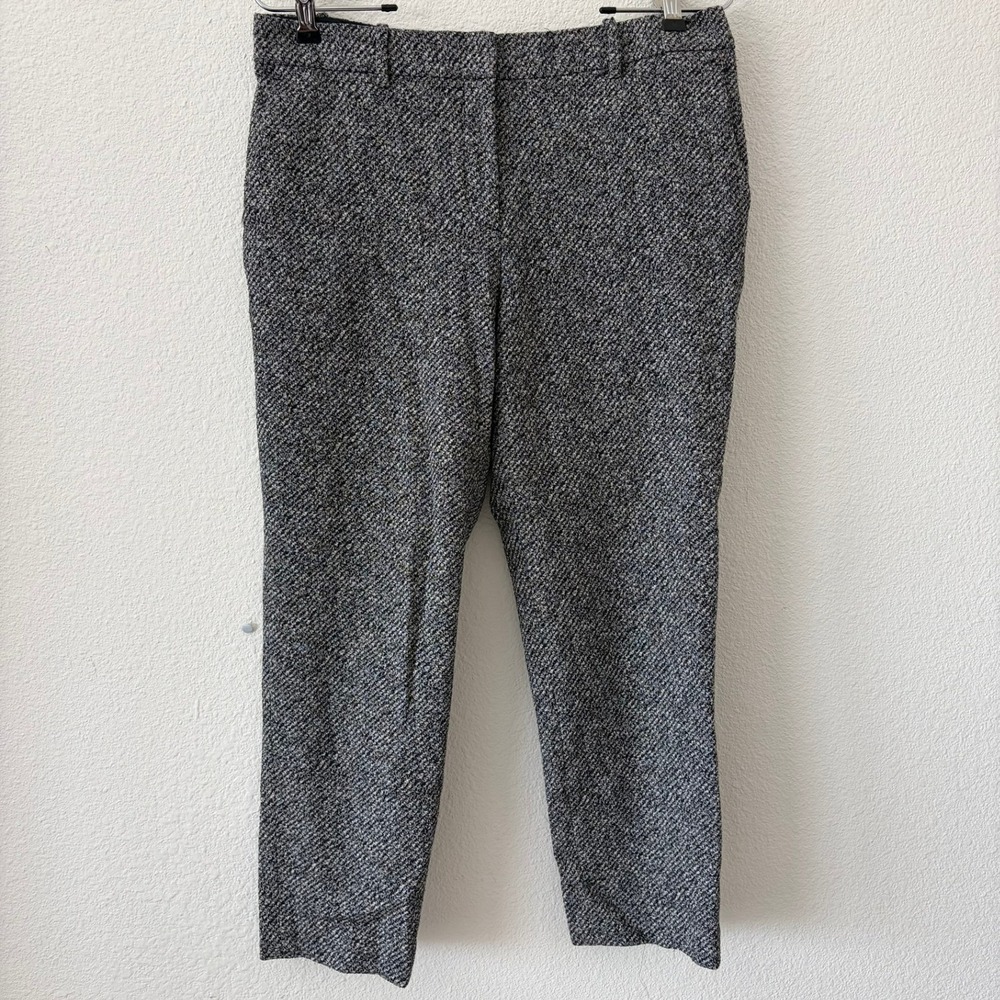 Theory Treeca 2 Willon Jacquard Pants Trousers Womens Sz 6 Grey Tweed Cropped